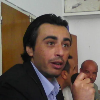 Jaouhar Ben Mbarek lors d’une réunion à Monastir, en mai 2014, détenu en Tunisie depuis février 2023 sous Kais Saied