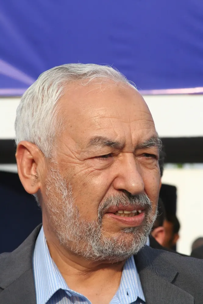 Portrait de Rached Ghannouchi, président du parti Ennahdha, en octobre 2011, quelques semaines avant l’élection de l’Assemblée constituante