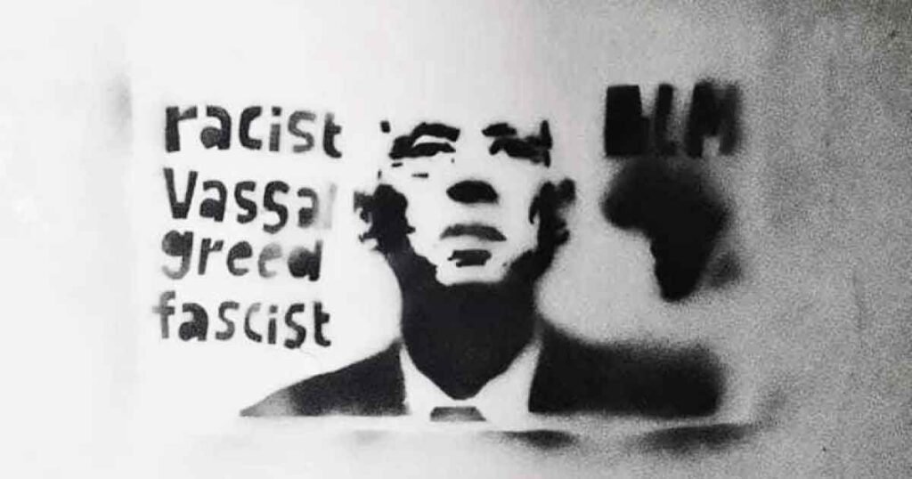 Graffiti de Rached Tamboura représentant Kais Saied